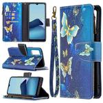 For vivo Y20 Colored Drawing Pattern Zipper Horizontal Flip Leather Case with Holder & Card Slots & Wallet(Gold Butterfly)