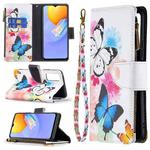 For vivo Y51 2020/Y51a/Y51s Colored Drawing Pattern Zipper Horizontal Flip Leather Case with Holder & Card Slots & Wallet(Two Butterflies)