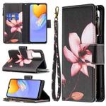 For vivo Y51 2020/Y51a/Y51s Colored Drawing Pattern Zipper Horizontal Flip Leather Case with Holder & Card Slots & Wallet(Lotus)