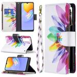 For vivo Y51 2020/Y51a/Y51s Colored Drawing Pattern Zipper Horizontal Flip Leather Case with Holder & Card Slots & Wallet(Sun Flower)