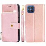 For Huawei nova 8 SE Zipper Bag PU + TPU Horizontal Flip Leather Case with Holder & Card Slot & Wallet & Lanyard(Rose Gold)