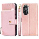 For Huawei nova 8 Pro 5G Zipper Bag PU + TPU Horizontal Flip Leather Case with Holder & Card Slot & Wallet & Lanyard(Rose Gold)