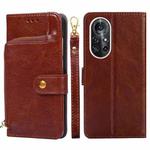 For Huawei nova 8 Pro 5G Zipper Bag PU + TPU Horizontal Flip Leather Case with Holder & Card Slot & Wallet & Lanyard(Brown)