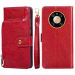 For Huawei Mate 40 Zipper Bag PU + TPU Horizontal Flip Leather Case with Holder & Card Slot & Wallet & Lanyard(Red)