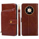 For Huawei Mate 40 Zipper Bag PU + TPU Horizontal Flip Leather Case with Holder & Card Slot & Wallet & Lanyard(Brown)