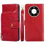 For Huawei Mate 40 Pro+ Zipper Bag PU + TPU Horizontal Flip Leather Case with Holder & Card Slot & Wallet & Lanyard(Red)