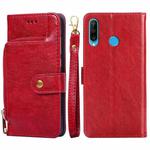 For Huawei P30 lite / nova 4e Zipper Bag PU + TPU Horizontal Flip Leather Case with Holder & Card Slot & Wallet & Lanyard(Red)