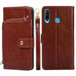 For Huawei P30 lite / nova 4e Zipper Bag PU + TPU Horizontal Flip Leather Case with Holder & Card Slot & Wallet & Lanyard(Brown)