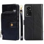 For Honor V40 5G Zipper Bag PU + TPU Horizontal Flip Leather Case with Holder & Card Slot & Wallet & Lanyard(Black)