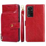 For Honor V40 5G Zipper Bag PU + TPU Horizontal Flip Leather Case with Holder & Card Slot & Wallet & Lanyard(Red)