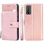 For Honor 10X Lite Zipper Bag PU + TPU Horizontal Flip Leather Case with Holder & Card Slot & Wallet & Lanyard(Rose Gold)