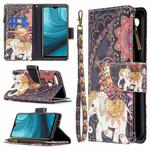For OPPO A7 Colored Drawing Pattern Zipper Horizontal Flip Leather Case with Holder & Card Slots & Wallet(Flower Elephants)