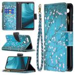 For OPPO A7 Colored Drawing Pattern Zipper Horizontal Flip Leather Case with Holder & Card Slots & Wallet(Plum Blossom)