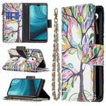 For OPPO A7 Colored Drawing Pattern Zipper Horizontal Flip Leather Case with Holder & Card Slots & Wallet(Big Tree)
