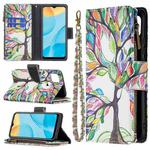 For OPPO A15 Colored Drawing Pattern Zipper Horizontal Flip Leather Case with Holder & Card Slots & Wallet(Big Tree)