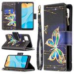 For OPPO A15 Colored Drawing Pattern Zipper Horizontal Flip Leather Case with Holder & Card Slots & Wallet(Big Butterfly)