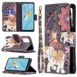 For OPPO A54 4G/A55 5G Colored Drawing Pattern Zipper Horizontal Flip Leather Case with Holder & Card Slots & Wallet(Flower Elephants)
