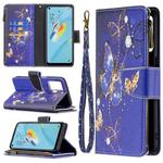 For OPPO A54 4G/A55 5G Colored Drawing Pattern Zipper Horizontal Flip Leather Case with Holder & Card Slots & Wallet(Purple Butterfly)
