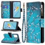 For OPPO A54 4G/A55 5G Colored Drawing Pattern Zipper Horizontal Flip Leather Case with Holder & Card Slots & Wallet(Plum Blossom)