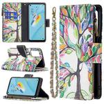 For OPPO A54 4G/A55 5G Colored Drawing Pattern Zipper Horizontal Flip Leather Case with Holder & Card Slots & Wallet(Big Tree)