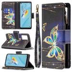 For OPPO A54 4G/A55 5G Colored Drawing Pattern Zipper Horizontal Flip Leather Case with Holder & Card Slots & Wallet(Big Butterfly)