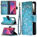 For OPPO A74 5G/A93 5G/A54 5G Colored Drawing Pattern Zipper Horizontal Flip Leather Case with Holder & Card Slots & Wallet(Plum Blossom)