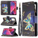 For OPPO A74 5G/A93 5G/A54 5G Colored Drawing Pattern Zipper Horizontal Flip Leather Case with Holder & Card Slots & Wallet(Big Butterfly)