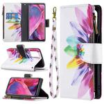 For OPPO A74 5G/A93 5G/A54 5G Colored Drawing Pattern Zipper Horizontal Flip Leather Case with Holder & Card Slots & Wallet(Sun Flower)