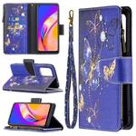 For OPPO A94 5G/F19 Pro+ 5G/Reno5 Z 5G Colored Drawing Pattern Zipper Horizontal Flip Leather Case with Holder & Card Slots & Wallet(Purple Butterfly)