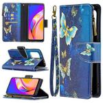 For OPPO A94 5G/F19 Pro+ 5G/Reno5 Z 5G Colored Drawing Pattern Zipper Horizontal Flip Leather Case with Holder & Card Slots & Wallet(Gold Butterfly)