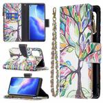 For OPPO Reno5 5G Colored Drawing Pattern Zipper Horizontal Flip Leather Case with Holder & Card Slots & Wallet(Big Tree)