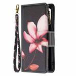 For OPPO Reno5 5G Colored Drawing Pattern Zipper Horizontal Flip Leather Case with Holder & Card Slots & Wallet(Lotus)