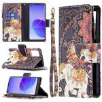 For OPPO Reno6 5G Colored Drawing Pattern Zipper Horizontal Flip Leather Case with Holder & Card Slots & Wallet(Flower Elephants)