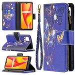 For OPPO Realme C15/C12/C25 Colored Drawing Pattern Zipper Horizontal Flip Leather Case with Holder & Card Slots & Wallet(Purple Butterfly)
