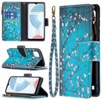 For OPPO Realme C21/C20 Colored Drawing Pattern Zipper Horizontal Flip Leather Case with Holder & Card Slots & Wallet(Plum Blossom)