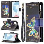 For OPPO Realme C21/C20 Colored Drawing Pattern Zipper Horizontal Flip Leather Case with Holder & Card Slots & Wallet(Big Butterfly)