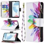 For OPPO Realme C21/C20 Colored Drawing Pattern Zipper Horizontal Flip Leather Case with Holder & Card Slots & Wallet(Sun Flower)