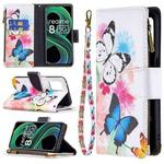 For OPPO Realme 8 5G/V13 5G Colored Drawing Pattern Zipper Horizontal Flip Leather Case with Holder & Card Slots & Wallet(Two Butterflies)