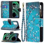 For OPPO Realme 8 5G/V13 5G Colored Drawing Pattern Zipper Horizontal Flip Leather Case with Holder & Card Slots & Wallet(Plum Blossom)