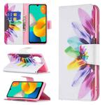 For Samsung Galaxy M32 Colored Drawing Pattern Horizontal Flip Leather Case with Holder & Card Slots & Wallet(Sun Flower)