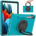 For Samsung Galaxy Tab S8 / Galaxy Tab S7 870 Shockproof TPU + PC Protective Case with 360 Degree Rotation Foldable Handle Grip Holder & Pen Slot(Blue)