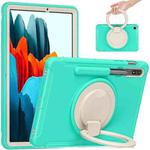 For Samsung Galaxy Tab S8 / Galaxy Tab S7 870 Shockproof TPU + PC Protective Case with 360 Degree Rotation Foldable Handle Grip Holder & Pen Slot(Mint Green)