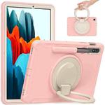 For Samsung Galaxy Tab S8 / Galaxy Tab S7 870 Shockproof TPU + PC Protective Case with 360 Degree Rotation Foldable Handle Grip Holder & Pen Slot(Cherry Blossoms Pink)