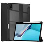 For Huawei MatePad 11 2020 Three-fold Transparent TPU Horizontal Flip Leather Case with Pen Slot & Three-fold Holder & Sleep / Wake-up Function(Black)