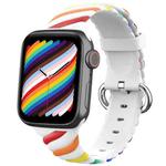 Two-color Twist Silicone Watch Band For Apple Watch Ultra 49mm&Watch Ultra 2 49mm / Series 9&8&7 45mm / SE 3&SE 2&6&SE&5&4 44mm / 3&2&1 42mm(Rainbow White)