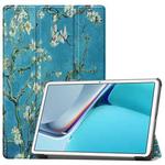 For Huawei MatePad 11 2021 Custer Painted PU Leather Case with Sleep / Wake-up Function & 3-Fold Holder(Apricot Blossom)