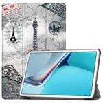 For Huawei MatePad 11 2021 Custer Painted PU Leather Case with Sleep / Wake-up Function & 3-Fold Holder(Retro Tower)