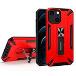 War-god Armor TPU + PC Shockproof Magnetic Protective Case with Folding Holder For iPhone 13 mini(Red)