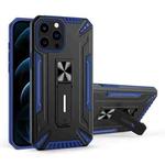 War-god Armor TPU + PC Shockproof Magnetic Protective Case with Folding Holder For iPhone 13 Pro(Blue)