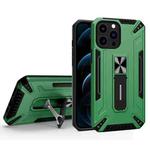 War-god Armor TPU + PC Shockproof Magnetic Protective Case with Folding Holder For iPhone 13 Pro(Dark Green)